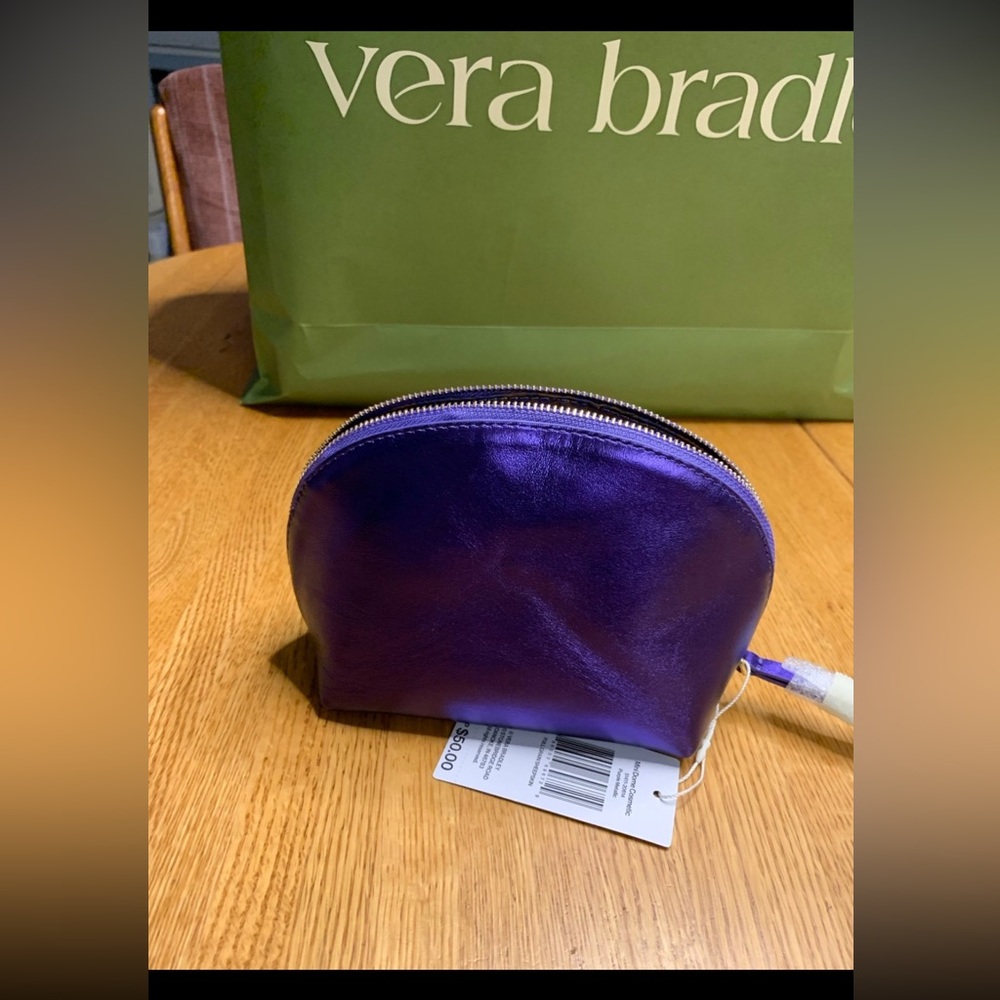 NWT Vera Bradley Purple Metallic Mini Dome Cosmetic Case
